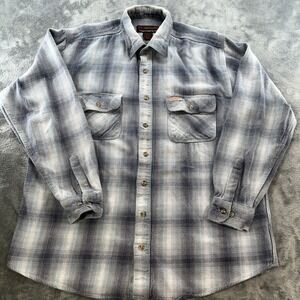 Vintage Five Brother Heavyweight Flannel Mens XLT Tallman Blue Shadow Plaid